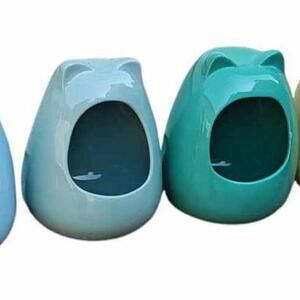 Ceramic Chinchilla Home 9 inches tall 7 in wide 6 in deep Opening is 4" circle